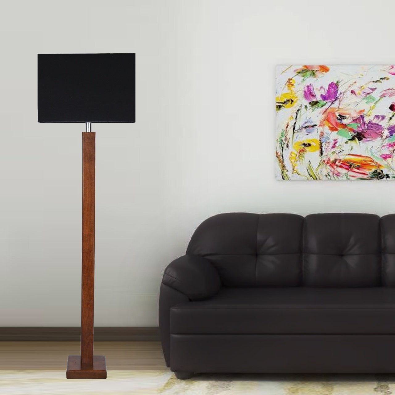 Wooden floor lamp
