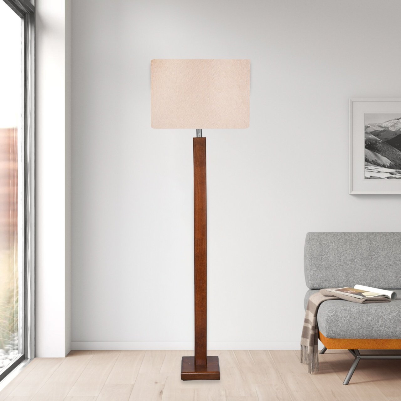 Wooden floor lamp