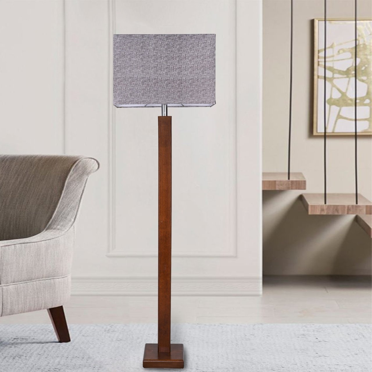 Wooden floor lamp