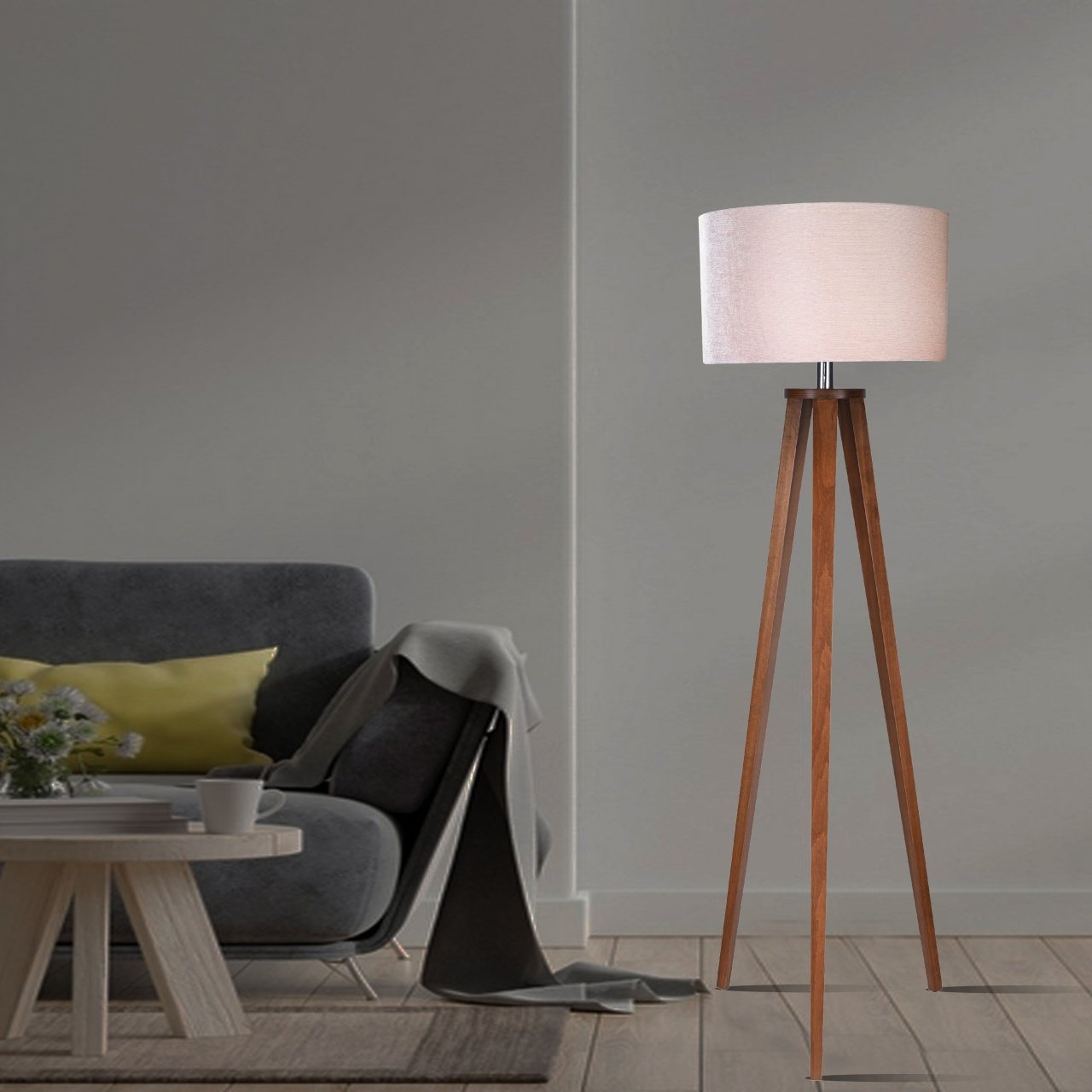 Wooden floor lamp