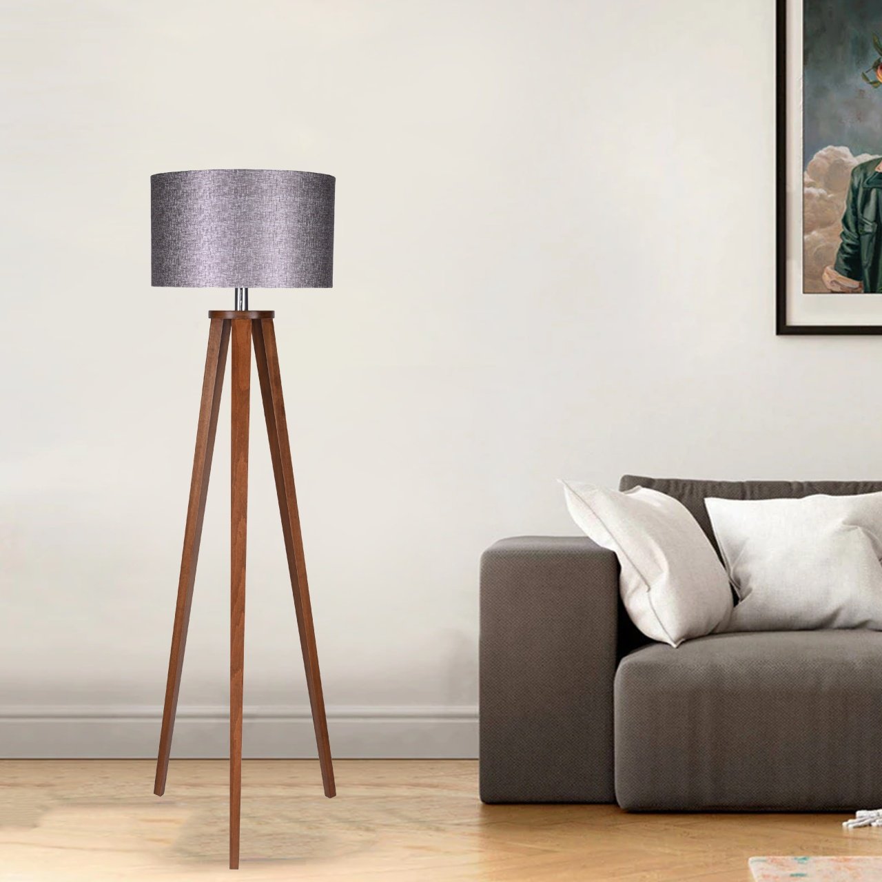 Wooden floor lamp