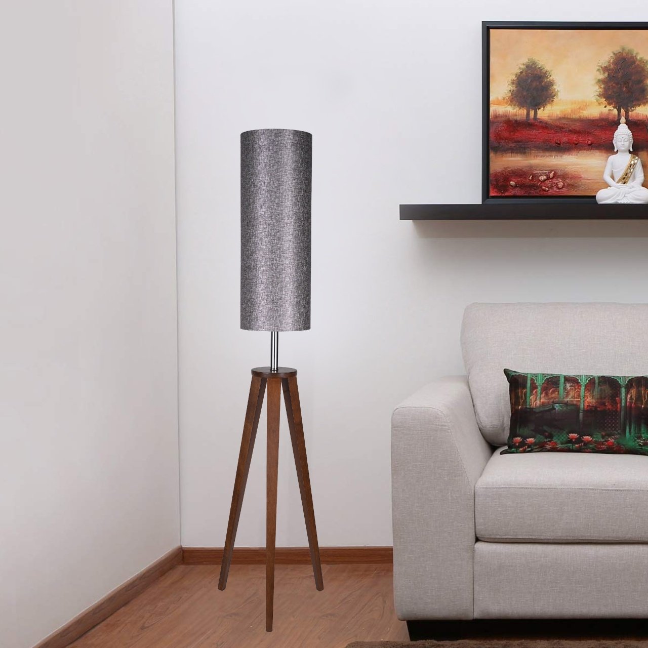 Wooden floor lamp