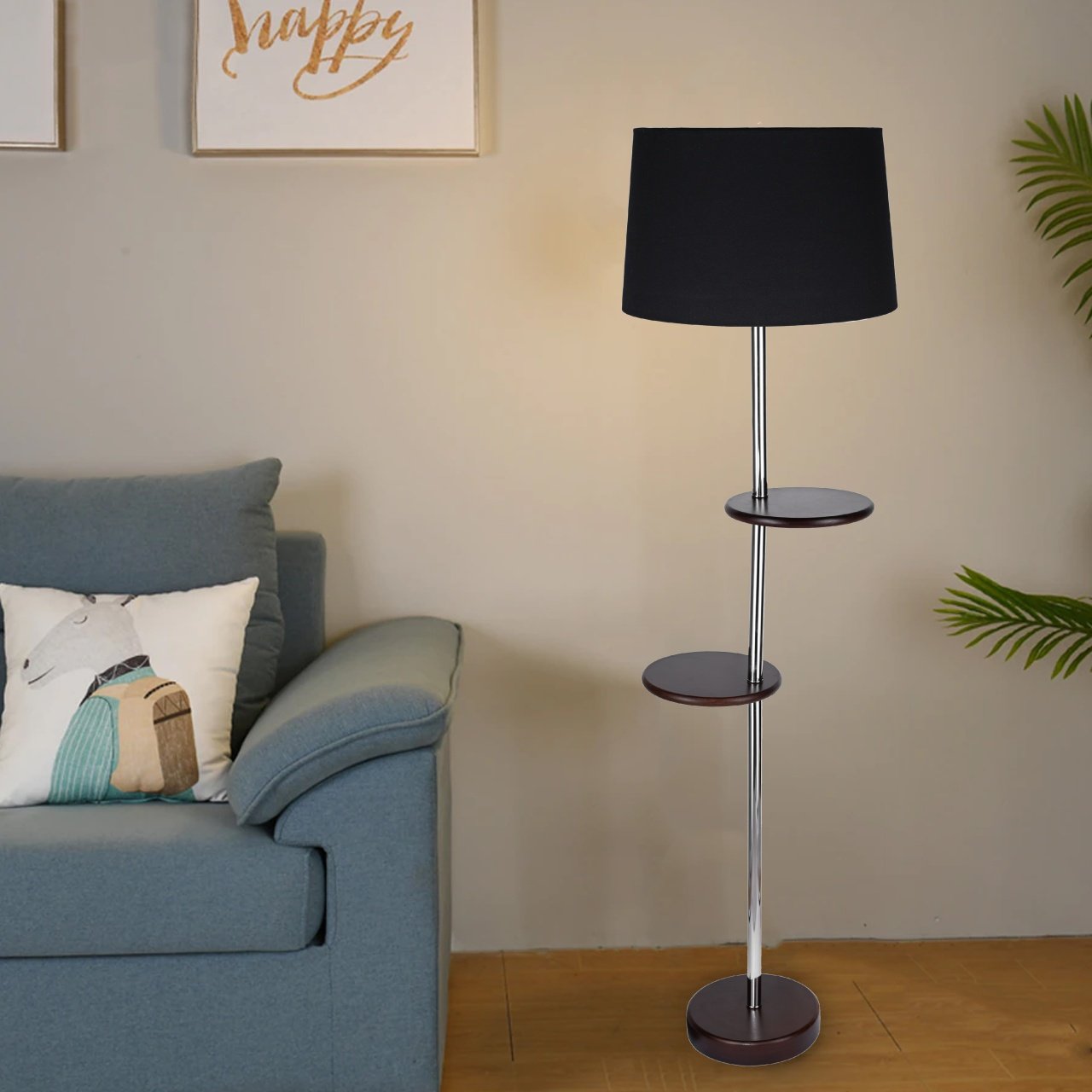 Metal floor lamp With 2 Shelf