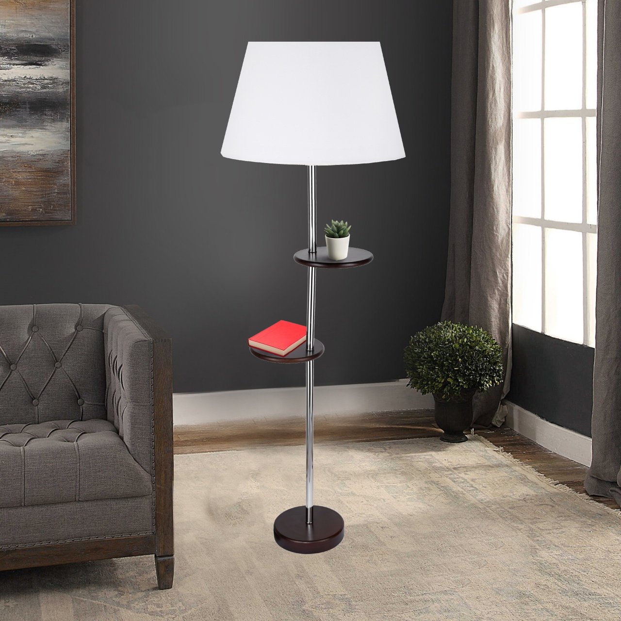 Metal floor lamp With 2 Shelf