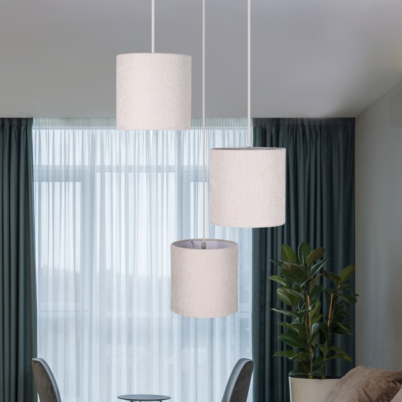 Fabric Triple Ceiling Lamp
