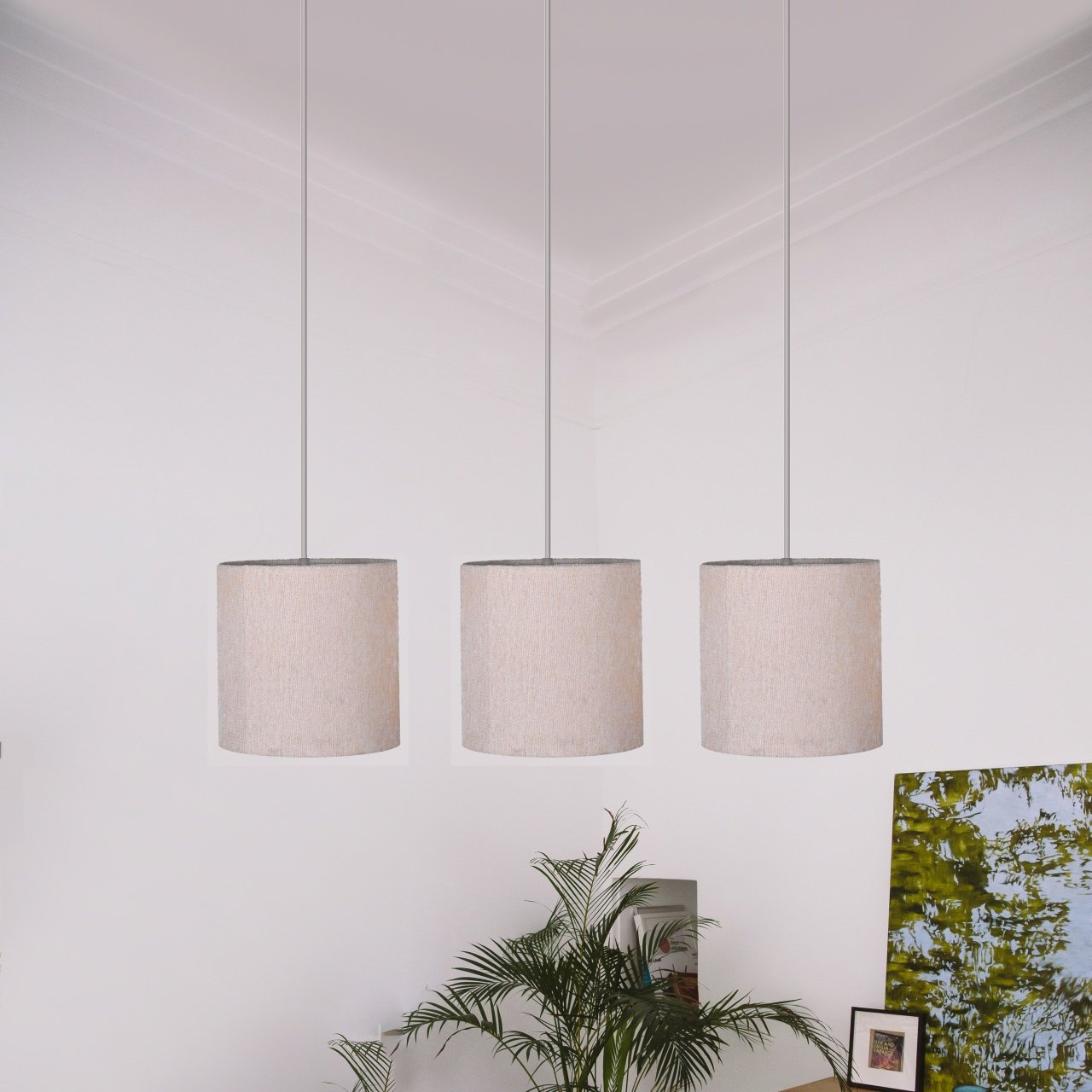Fabric Triple Ceiling Lamp